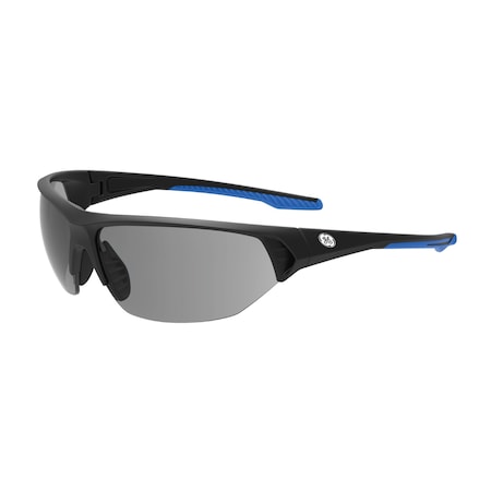 Ge Safety Glasses, Anti-Fog & Anti-Scratch, Smoke Lens, Black/Blue Frame GE106SAF